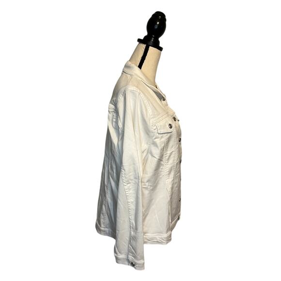 NWT Diane Gilman DG2 White Jean Jacket Women's Size XL Full Button Stretch - Picture 2 of 9